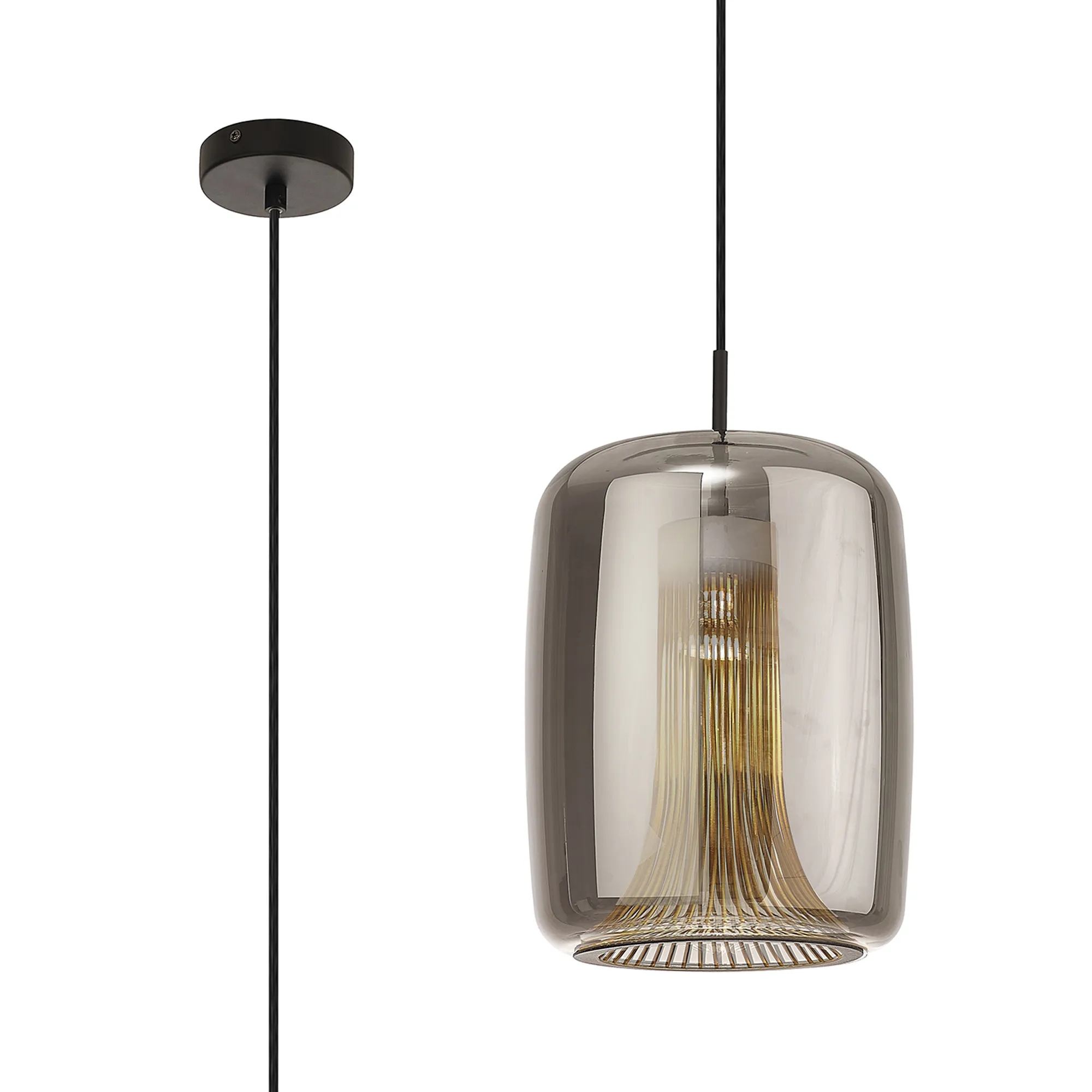 M8521  Kriss Cylinder Pendant 1 Light Black